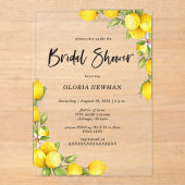 Invitations En Acrylique Fête des mariées romantique aux citrons (Recto)
