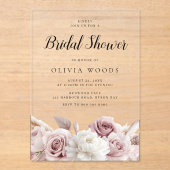 Invitations En Acrylique Fête des mariées Roses Roses Roses Roses Roses Ros (Recto)