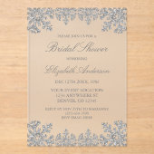 Invitations En Acrylique Fête des mariées Silver Winter Snowflake (Recto)