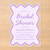 Invitations En Acrylique Fête des mariées violette clair moderne ondulée br (Recto)