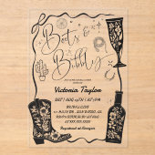 Invitations En Acrylique Fête des mariées Western Boots & Bubbly Bow (Recto)