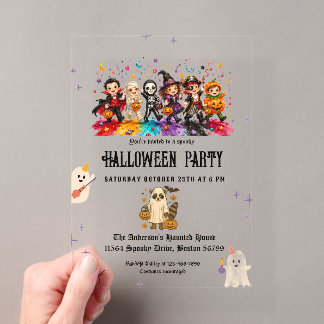 Invitations En Acrylique Fête d'Halloween élégante pour enfants