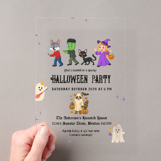 Invitations En Acrylique Fête d'Halloween élégante pour enfants