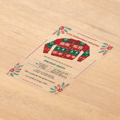 Invitations En Acrylique Fête drôle de pull de Noël moche rouge vert (Poser)