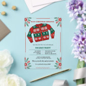 Invitations En Acrylique Fête drôle de pull de Noël moche rouge vert (Insitu (Mariage))
