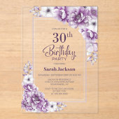 Invitations En Acrylique Fête du 30e anniversaire rose moderne (Recto)