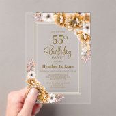 Invitations En Acrylique Fête du 55e anniversaire d'Orange moderne (In situ (ordinateur de poche))