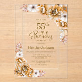 Invitations En Acrylique Fête du 55e anniversaire d'Orange moderne (Recto)