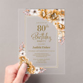 Invitations En Acrylique Fête du 80e anniversaire d'Orange moderne (In situ (ordinateur de poche))