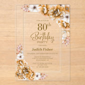 Invitations En Acrylique Fête du 80e anniversaire d'Orange moderne (Recto)