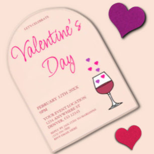 Invitations En Acrylique Fête du vin de la Saint-Valentin