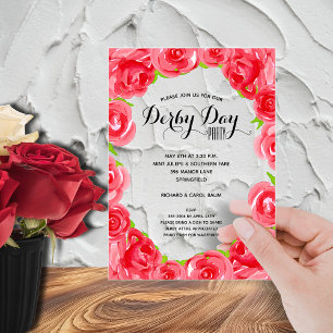 Invitations En Acrylique Fête élégante de Derby aux Roses Rouges