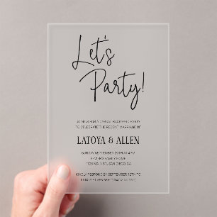 Invitations En Acrylique Fête Elopement Réception de mariage Décontractée