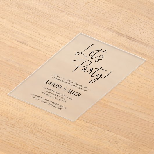 Invitations En Acrylique Fête Elopement Réception de mariage Décontractée (Poser)