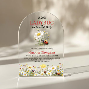 Invitations En Acrylique Fête Florale Bébé Coccinelle Baby Shower