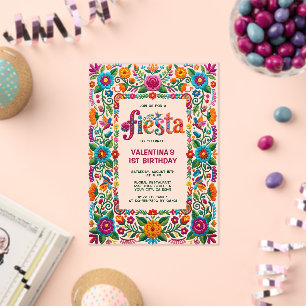 Invitations En Acrylique Fête Florale Colorée de l'Art Populaire Fille 1er 