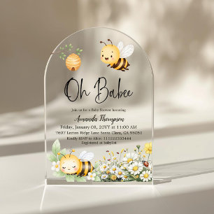 Invitations En Acrylique Fête Florale Rustique Oh Bébé Abeille Baby Shower