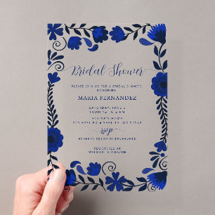 Invitations En Acrylique Fête mexicaine Blue Talavera Enterrement de Vie de