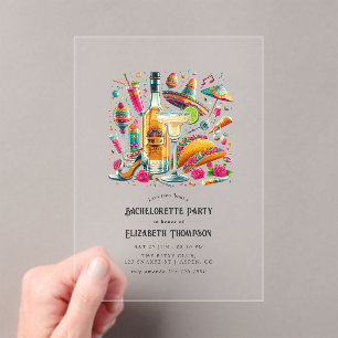 Invitations En Acrylique Fête mexicaine Transparent Fiesta
