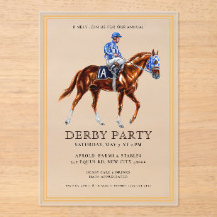 Invitations En Acrylique Fête moderne de derby de cheval de course équestre