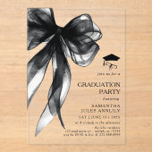 Invitations En Acrylique Fête moderne tendance Black Bow Graduation Party (Recto)