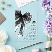 Invitations En Acrylique Fête moderne tendance Black Bow Graduation Party (Insitu (Mariage))