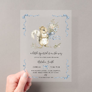 Invitations En Acrylique Fête prénatale bébé écureuil aquarelle genre neutr