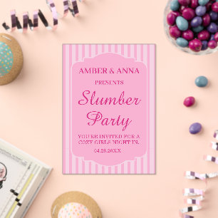 INVITATIONS EN ACRYLIQUE FÊTE PYJAMA PERSONNALISÉE NOM ROSE PÂLE