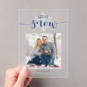 Invitations En Acrylique Fête "Qu'il neige" Photo festive de vacances