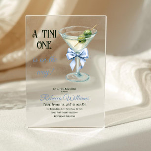 Invitations En Acrylique Fête rétro pour bébé garçon au thème Martini avec