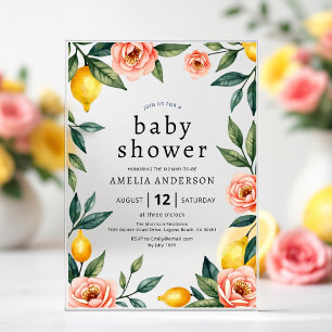 Invitations En Acrylique Fête Rose Jaune Floral Citron Bébé Shower