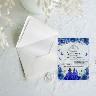 Invitations En Acrylique Fête Royale Florale Papillon Quinceanera Double