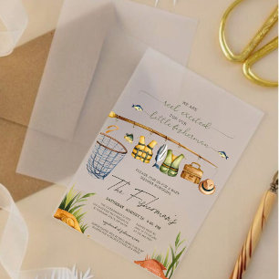 Invitations En Acrylique Fête Rustique de Bébé pour Pêcheur à Réel Exciteme