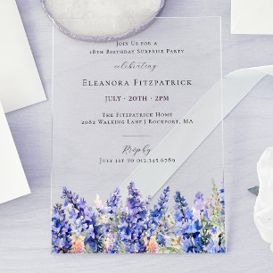 Invitations En Acrylique FÊTE SURPRISE 18 ans Anniversaire Fleur de naissan