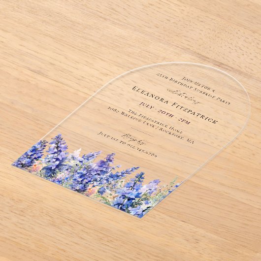 Invitations En Acrylique FÊTE SURPRISE 25 juillet Fleur du mois de naissanc (Poser)