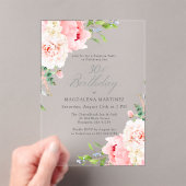 Invitations En Acrylique FÊTE SURPRISE 30e anniversaire Pony rose Floral (In situ (ordinateur de poche))