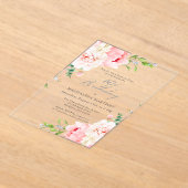 Invitations En Acrylique FÊTE SURPRISE 60e anniversaire Peony rose Floral (Poser)
