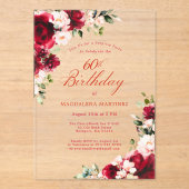 Invitations En Acrylique FÊTE SURPRISE 60e anniversaire Rose rose rose rose (Recto)