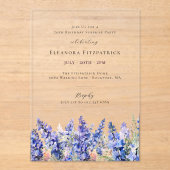 Invitations En Acrylique FÊTE SURPRISE 70e anniversaire Juillet Fleur de na (Recto)