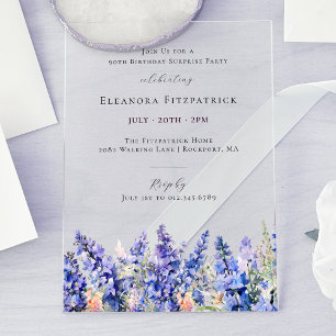 Invitations En Acrylique FÊTE SURPRISE 90 juillet Fleur du mois de naissanc