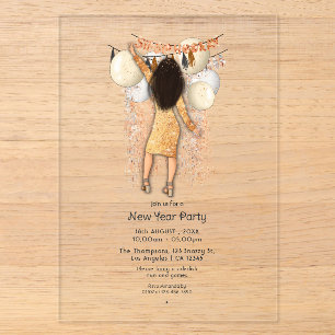 Invitations En Acrylique Fête transparente et glamour du Nouvel An