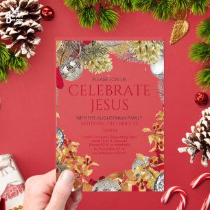 Invitations En Acrylique Fêter Jésus Couronne de Noël de fête de Noël chrét