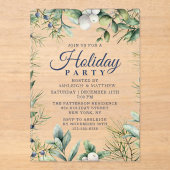 Invitations En Acrylique Fêtes de Noël Floral Rustique d'hiver (Recto)