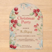 Invitations En Acrylique Fêtes des Berries rouges et des pins (Recto)
