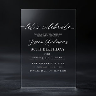 Invitations En Acrylique Fêtons l'anniversaire des 30 ans avec l'écriture m