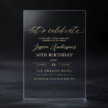 Invitations En Acrylique Fêtons le 30e anniversaire minimaliste de l'or<br><div class="desc">Marquez un jalon dans le style avec l'Invitation à fêter l'or minimaliste 30th Birthday. Conçu avec un élégant script doré et un design épuré et minimaliste, cette invitation donne le ton d'une célébration sophistiquée et mémorable. Idéal pour les anniversaires modernes, il offre une façon intemporelle et chic aux invitations invités...</div>