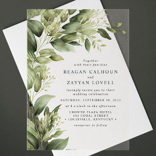 Invitations En Acrylique Feuillage de feuilles d'eucalyptus pour un mariage