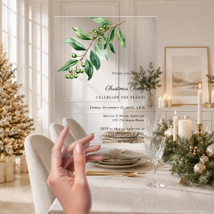 Invitations En Acrylique Feuillage de gui luxe Soirée de Noël