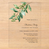 Invitations En Acrylique Feuillage de gui luxe Soirée de Noël (Recto)