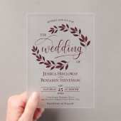 Invitations En Acrylique Feuille Bourgogne Élégant Mariage de script modern (In situ (ordinateur de poche))